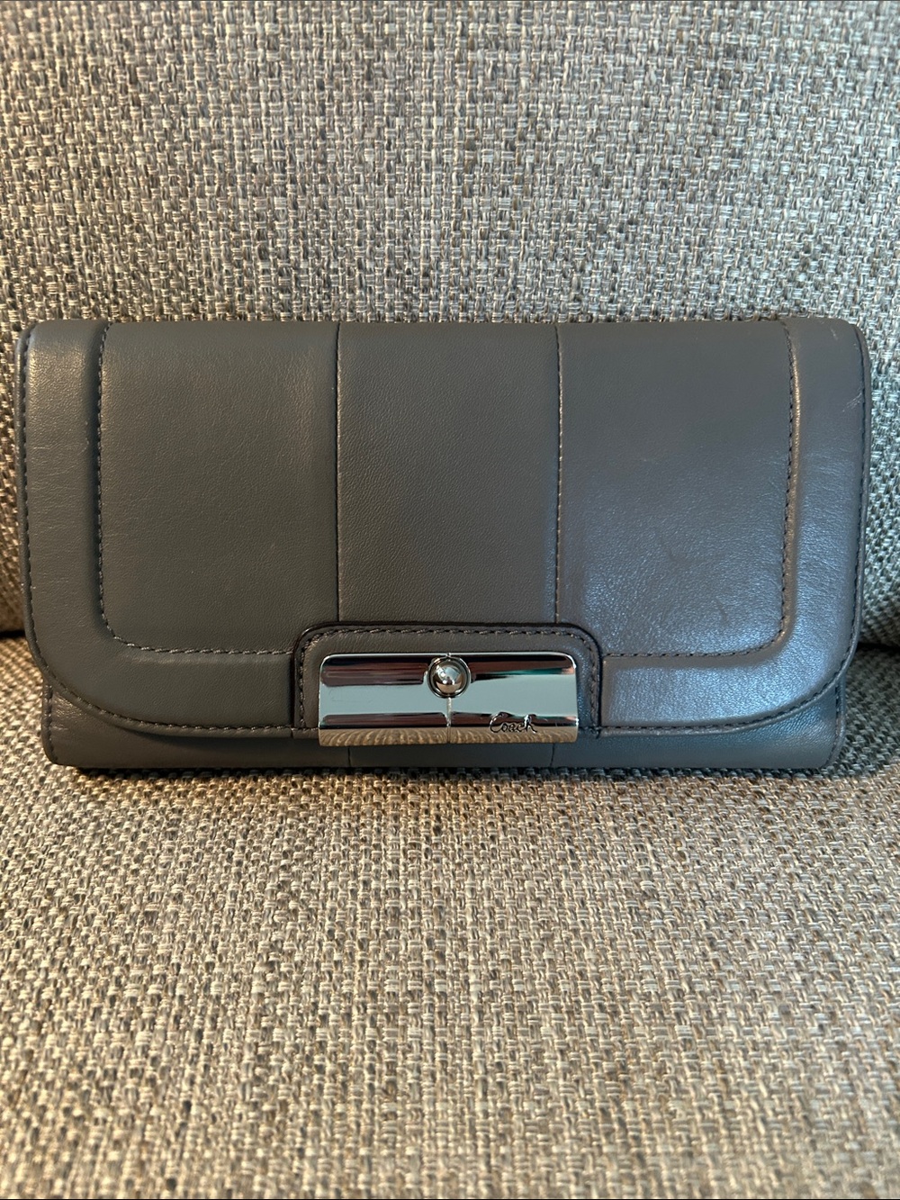 SALE Coach Gray Leather Clutch Wallet - Trifold Design